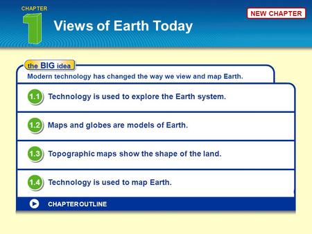 CHAPTER NEW CHAPTER Views of Earth Today the BIG idea