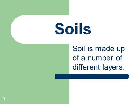 1 Soils Soil is made up of a number of different layers.