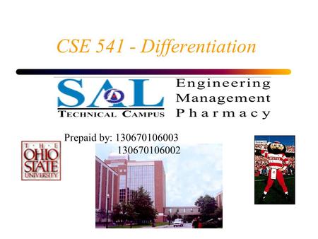 CSE 541 - Differentiation Roger Crawfis Prepaid by: 130670106003 130670106002.