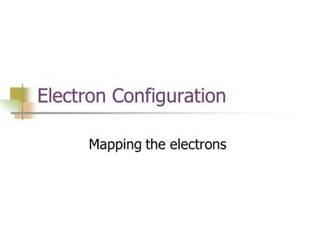 Electron Configuration Mapping the electrons. Electron Configuration The way electrons are arranged around the nucleus.