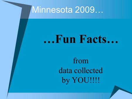 Minnesota 2009… …Fun Facts… from data collected by YOU!!!!