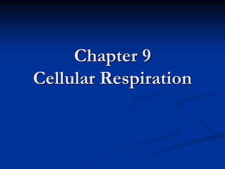 Chapter 9 Cellular Respiration. 9-1 Chemical Pathways Food provides living things with the chemical building blocks they need to grow and reproduce. Chemical.
