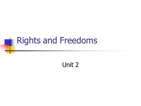 Rights and Freedoms Unit 2. Canada’s Constitutional Law Chapter Focus Explain the role of the constitution Explain how constitutional law developed Distinguish.