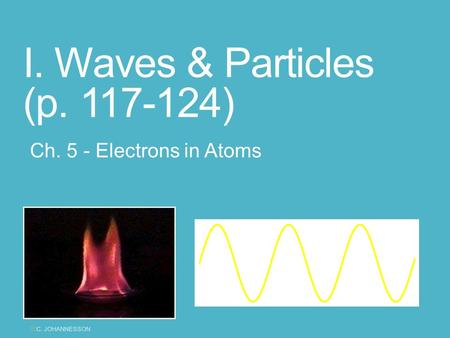 I. Waves & Particles (p. 117-124) Ch. 5 - Electrons in Atoms yC. JOHANNESSON.