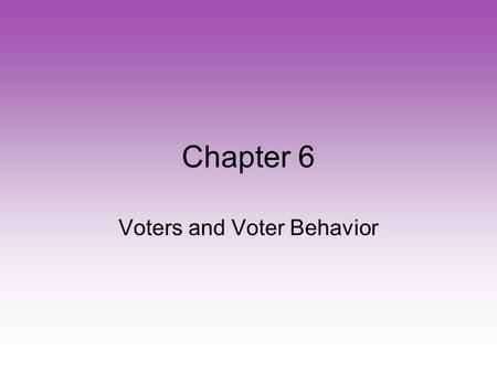 Chapter 6 Voters and Voter Behavior. Because the Framers of the Constitution disagreed on specific requirements, they left the power to set voting requirements.