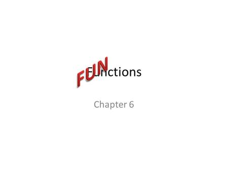 Functions Chapter 6. Function Overview We’ve used built-in functions: – Examples: print(“ABC”, x+10, sep=“:”) round(x * 5, 2) pygame.draw.circle(screen,