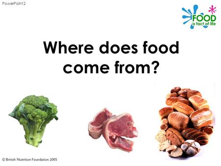 © British Nutrition Foundation 2005 Where does food come from? PowerPoint 2.
