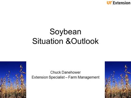 Soybean Situation &Outlook Chuck Danehower Extension Specialist – Farm Management.