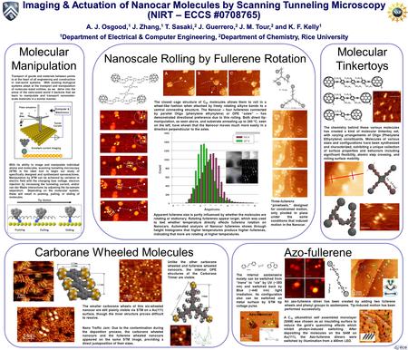 Imaging & Actuation of Nanocar Molecules by Scanning Tunneling Microscopy (NIRT – ECCS #0708765) A. J. Osgood, 1 J. Zhang, 1 T. Sasaki, 2 J. Guerrero,