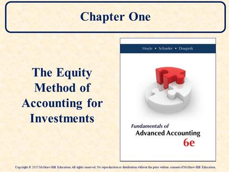 Chapter One The Equity Method of Accounting for Investments Copyright © 2015 McGraw-Hill Education. All rights reserved. No reproduction or distribution.