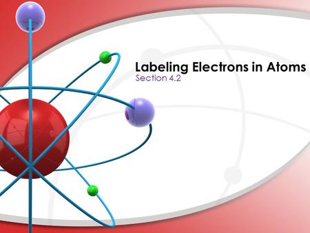 Labeling Electrons in Atoms. 2) Three numbers give the location of the electrons. The forth describes the spin of the electron. 3) The first quantum number,