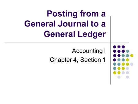 Posting from a General Journal to a General Ledger Accounting I Chapter 4, Section 1.
