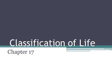 Classification of Life Chapter 17. How Classification Began ▫Classification-grouping objects or information based on similarities ▫Taxonomy- Branch.