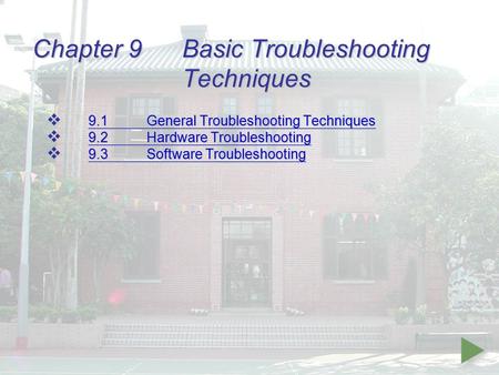 Chapter 9Basic Troubleshooting Techniques  9.1General Troubleshooting Techniques 9.1General Troubleshooting Techniques 9.1General Troubleshooting Techniques.