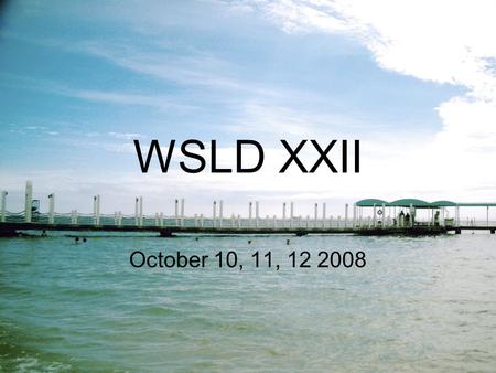 WSLD XXII October 10, 11, 12 2008 Workshops I Attended Fellowship Development Long Term Service and Recovery Technology Hospitals & Institutions Attraction.
