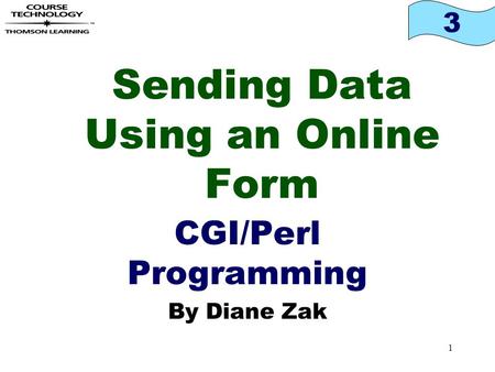 3 1 Sending Data Using an Online Form CGI/Perl Programming By Diane Zak.
