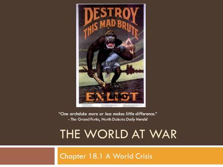 The World at war Chapter 18.1 A World Crisis