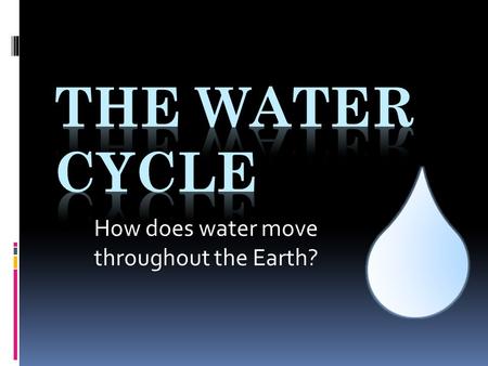 How does water move throughout the Earth?. Three States of Water.