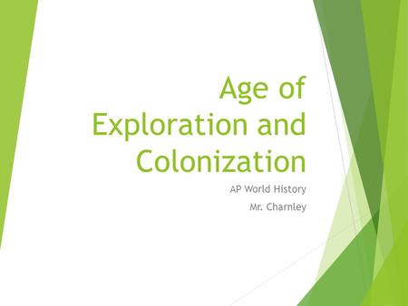 Age of Exploration and Colonization AP World History Mr. Charnley.