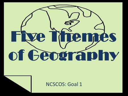 Five Themes of Geography NCSCOS: Goal 1. What are the Five Themes of Geography? 1.Location 2.Place 3.Human-Environment Interactions 4.Movement 5.Regions.