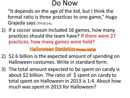 Halloween Statistics (Forbes 10/13)
