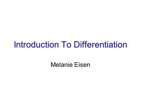 Introduction To Differentiation