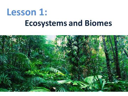 Lesson 1: Ecosystems and Biomes.