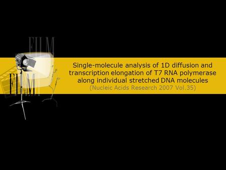 Single-molecule analysis of 1D diffusion and transcription elongation of T7 RNA polymerase along individual stretched DNA molecules (Nucleic Acids Research.