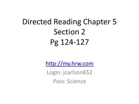 Directed Reading Chapter 5 Section 2 Pg