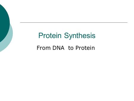 Protein Synthesis From DNA to Protein. Protein Synthesis Protein Synthesis is the process that cells use to produce protein. - it involves 2 distinct.