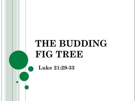 THE BUDDING FIG TREE Luke 21:29-33. BUDS GIVE EVIDENCE Literally, plants tell of God’s faithfulness – Gen. 8:20-22 Sprouting buds are the forerunners.