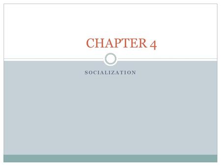 CHAPTER 4 Socialization.