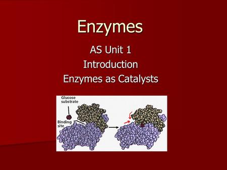 Enzymes AS Unit 1 Introduction Enzymes as Catalysts.
