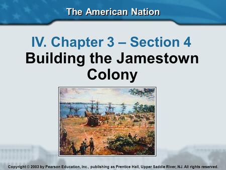 Building the Jamestown Colony
