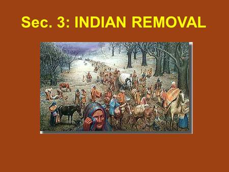 Sec. 3: INDIAN REMOVAL. By 1829, the native population east of the Mississippi River had dwindled to 125,000. Growing population (risen to 13 million)