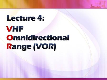 VHF Omnidirectional Range (VOR)
