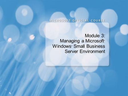 Module 3: Managing a Microsoft ® Windows ® Small Business Server Environment.