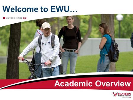 Welcome to EWU… Academic Overview. Academic Eastern Advisors as role models have: Professional training University degrees World travel experience.