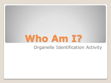 Organelle Identification Activity