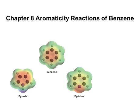 Chapter 8 Aromaticity Reactions of Benzene. Aromatic compounds undergo distinctive reactions which set them apart from other functional groups. They.