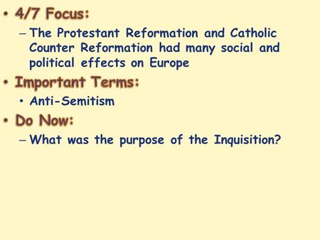 Counter Reformation Council of Trent Reforms Ignatius of Loyola Inquisition Missionary work Establish schools.