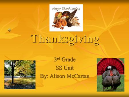 Thanksgiving 3rd Grade SS Unit By: Alison McCartan.