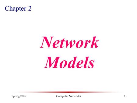 Spring 2006Computer Networks1 Chapter 2 Network Models.
