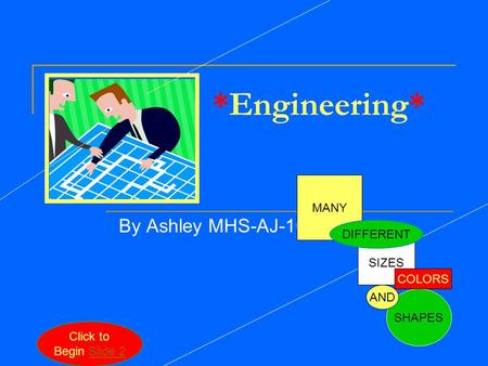*Engineering* By Ashley MHS-AJ-10 SHAPES MANY SIZES AND DIFFERENT COLORS Click to Begin Slide 2Slide 2.