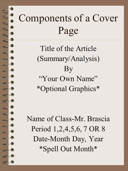 Components of a Cover Page