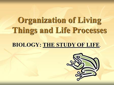 Organization of Living Things and Life Processes