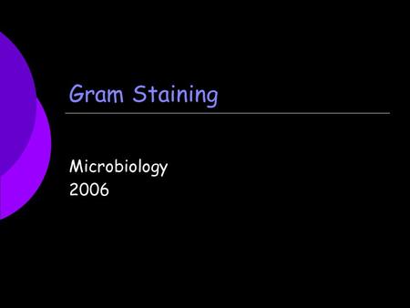 Gram Staining Microbiology 2006. How to Make a Smear  1. Label the frosted side of your slide with your initials, the name of the organism, and the date.