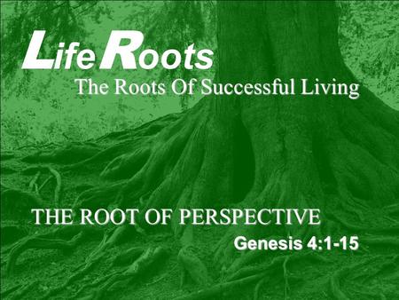 L ife R oots The Roots Of Successful Living THE ROOT OF PERSPECTIVE Genesis 4:1-15.