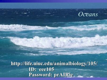 Oceanshttp://life.uiuc.edu/animalbiology/105/ ID: eee105 Password: prAIRie.