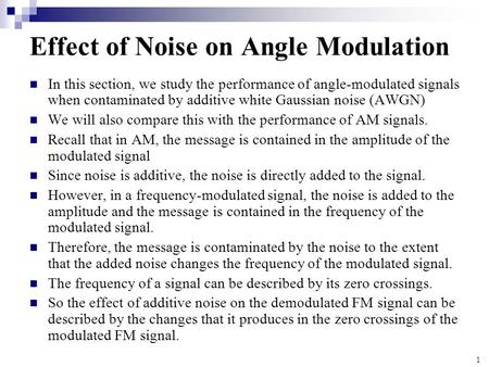 Effect of Noise on Angle Modulation